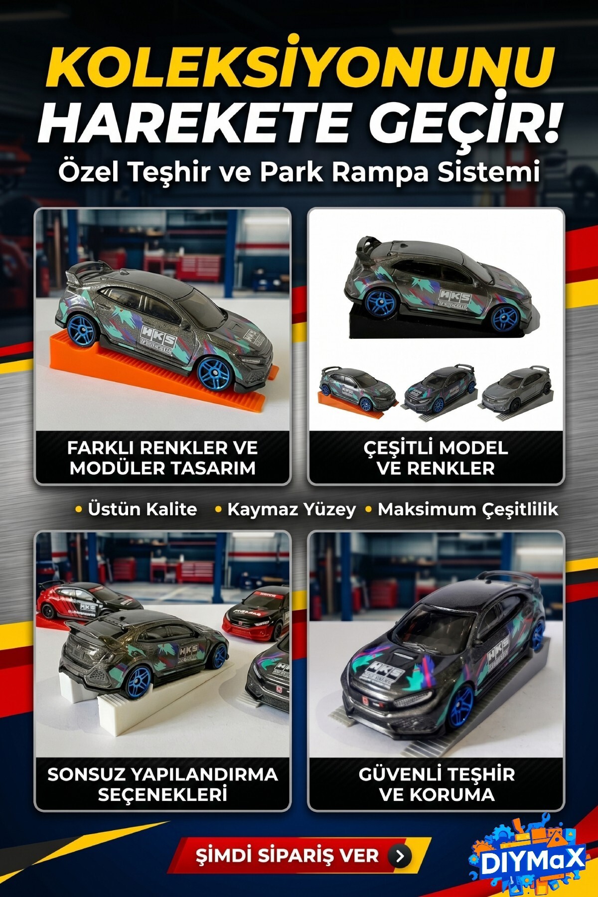 Model Araba Sergileme Standı 1/64 Ölçek Diecast SET 20 Adet