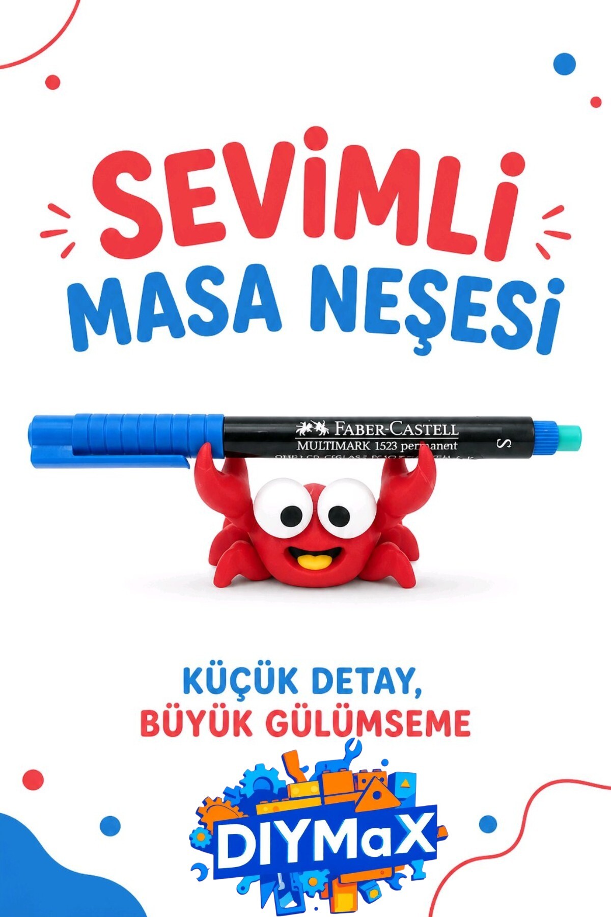 Sevimli Yengeç Kalem Fırça Tutucu 🦀 | Masa Aksesuarı | Ofis & Öğrenci Hediyesi | Dekor Süs