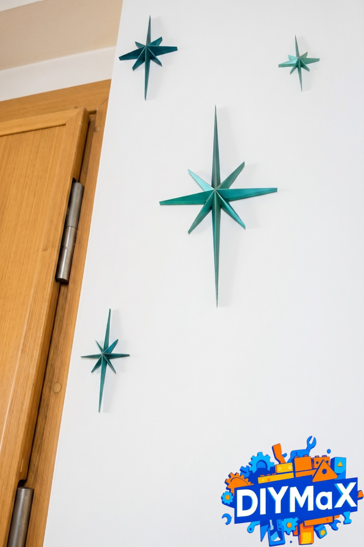 Yıldız Duvar Dekoru 4'lü Set | Mid-Century Modern Starburst Dekoratif Duvar Süsü