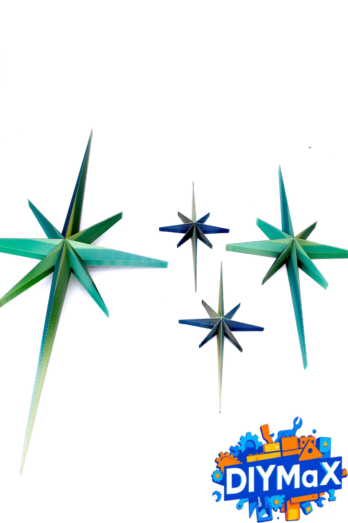 Yıldız Duvar Dekoru 4'lü Set | Mid-Century Modern Starburst Dekoratif Duvar Süsü