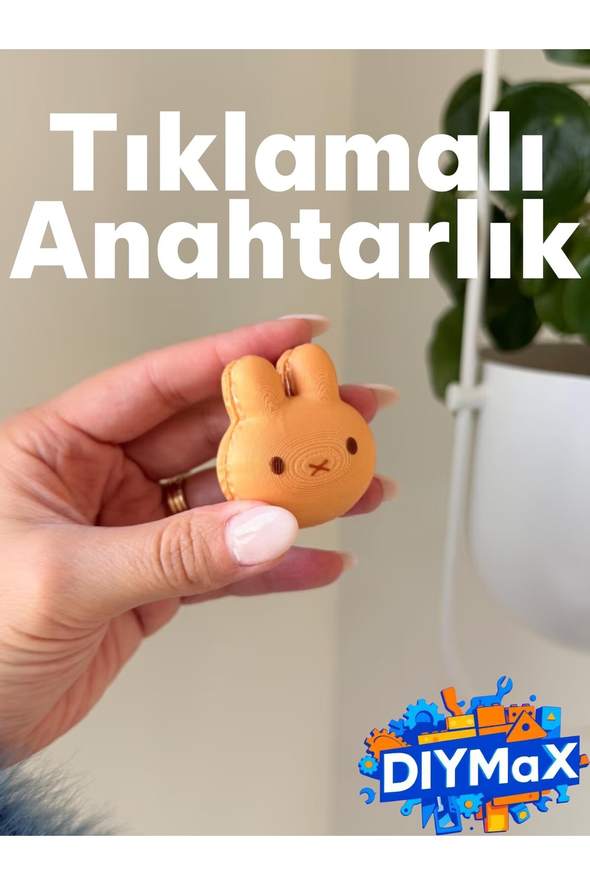Tavşan Makaron Fidget Anahtarlık Tıklamalı Sesli Stres Giderici Anahtarlık Aksesuar