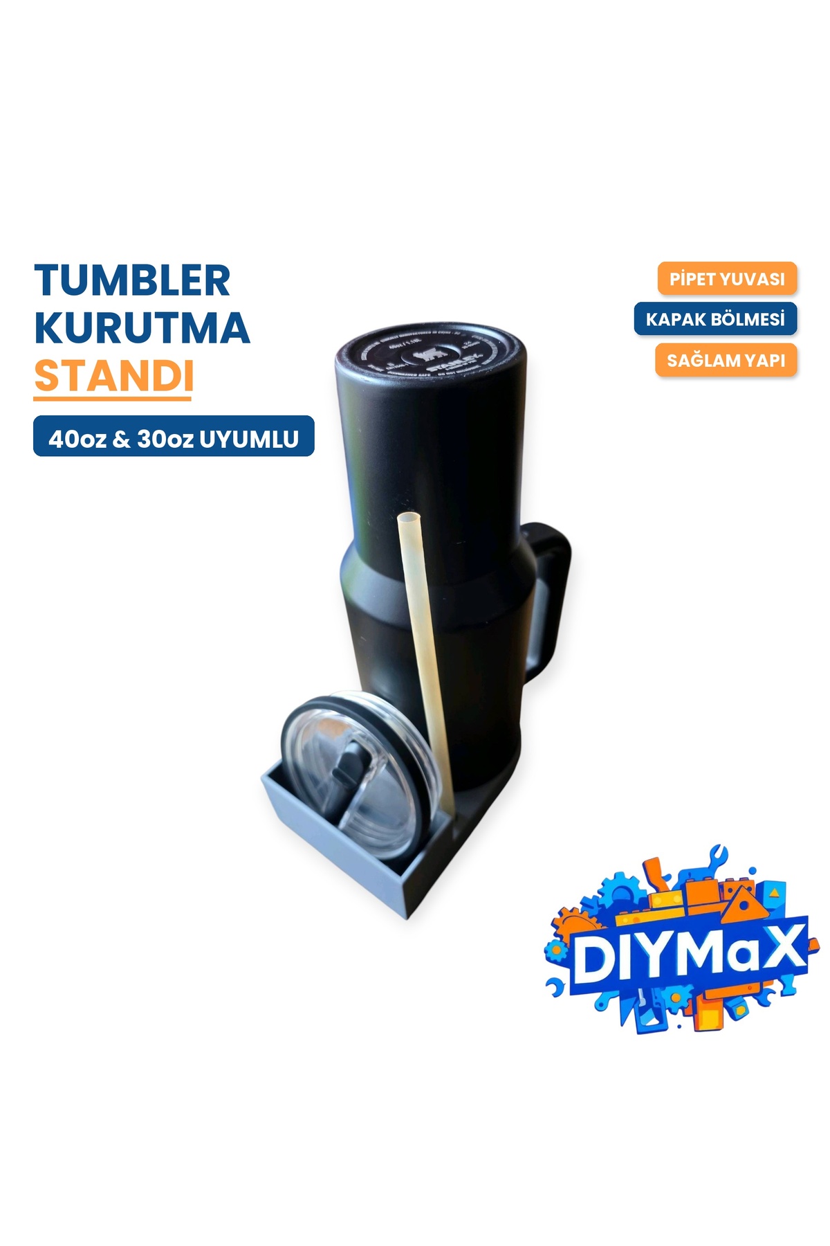 Termos Kurutma Standı 40oz 30oz Bardak Pipet ve Kapak Tutucu Organizer