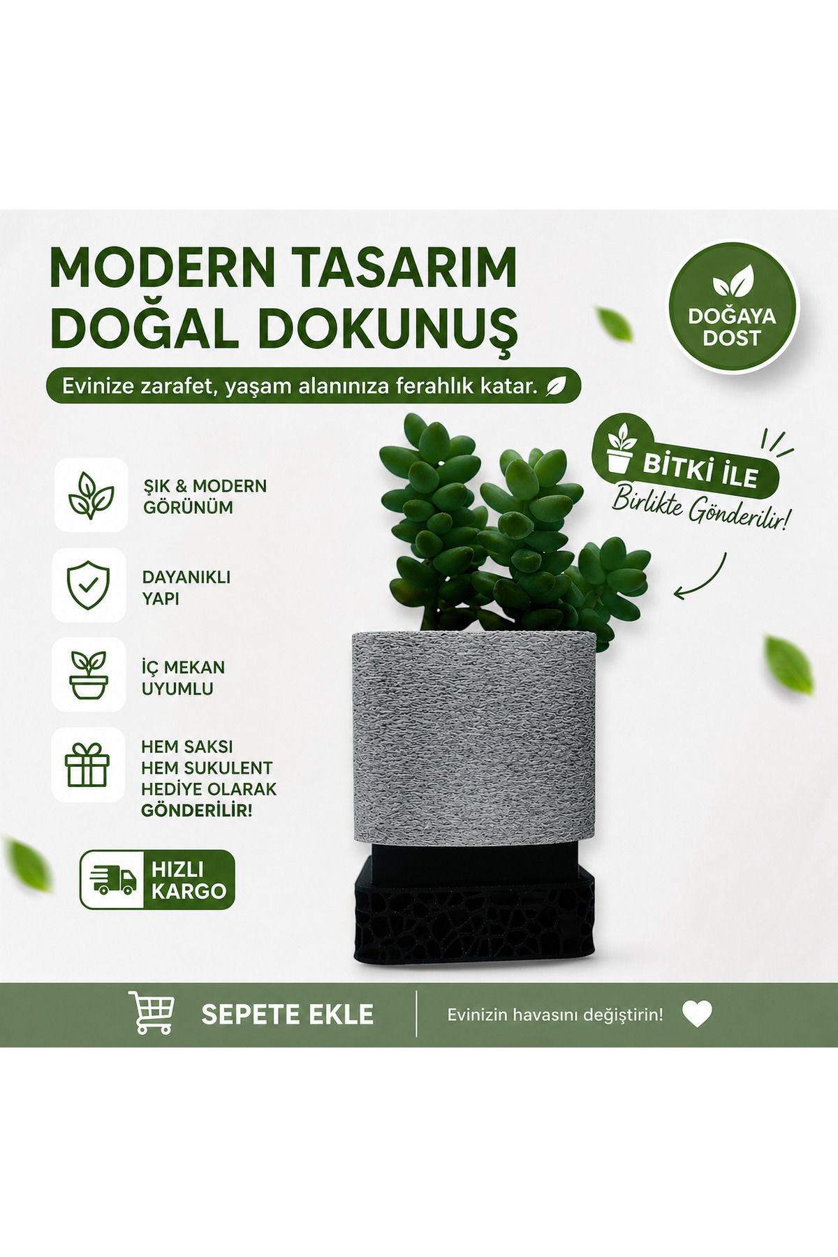 Canlı Sukulentli Dekoratif Mini Beton Görünümlü Saksı - Hediyelik İç Mekan Bitki Saksısı 5x5 cm