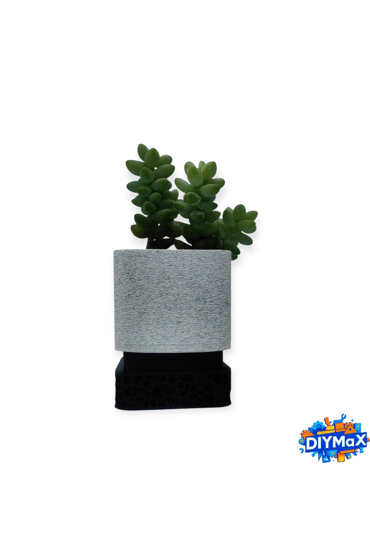 Canlı Sukulentli Dekoratif Mini Beton Görünümlü Saksı - Hediyelik İç Mekan Bitki Saksısı 5x5 cm