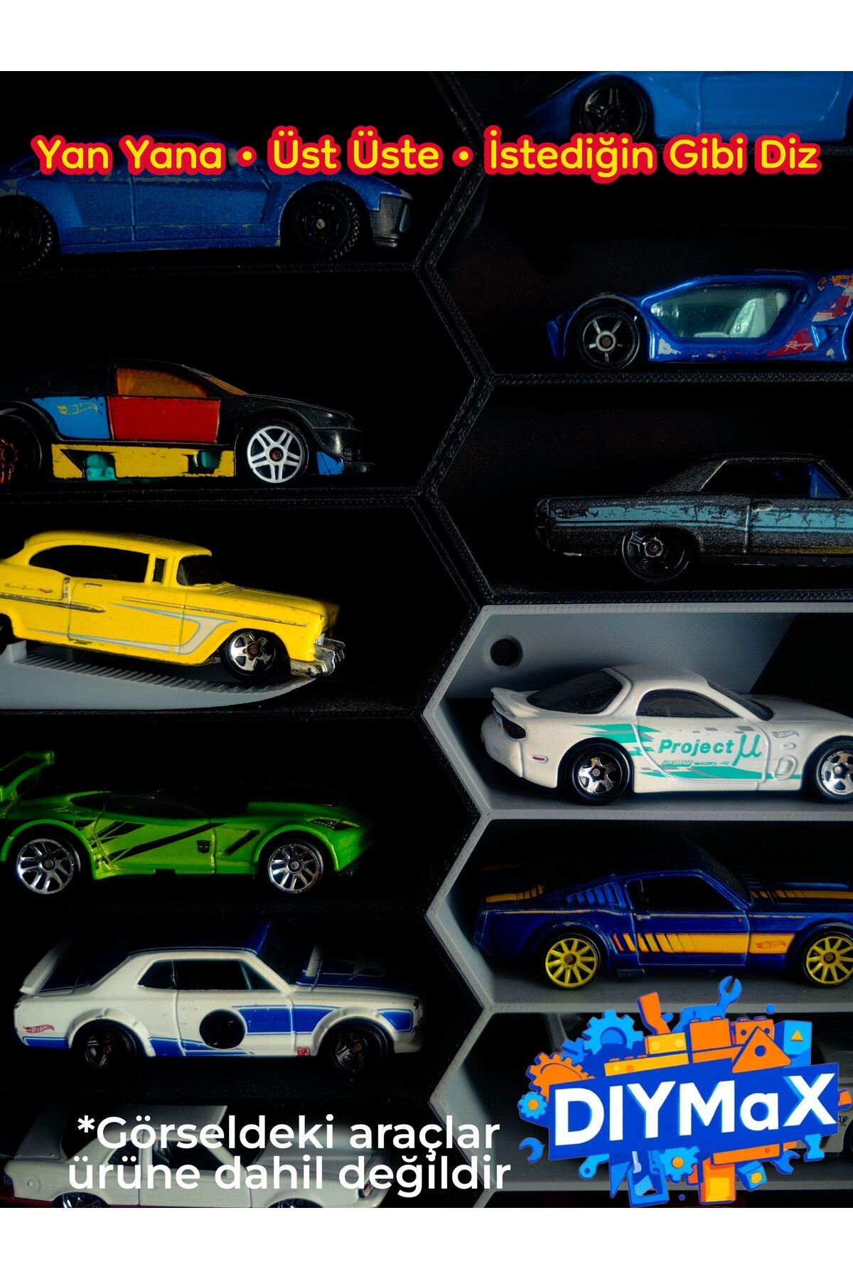 10'lu Duvar Standı 1/64 Ölçek Diecast Model Araba Sergileme Rafı Koleksiyon Askısı Oyuncak