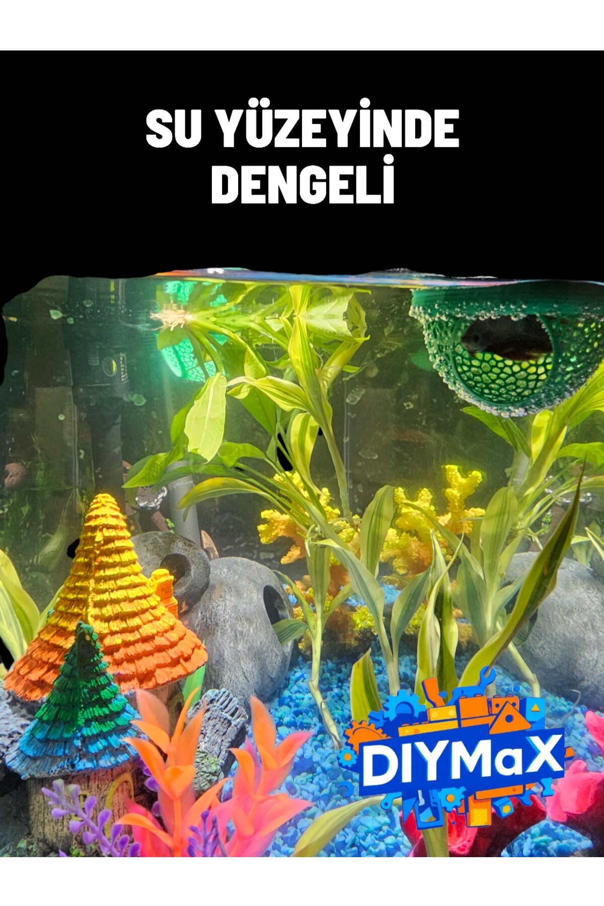 Akvaryum Balıklar için Yüzen Saklanma Alanı YEŞİL RENK