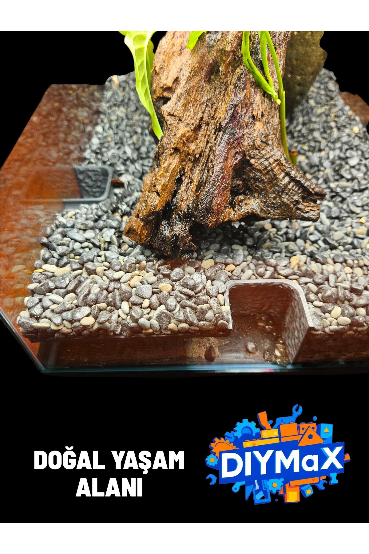 Akvaryum Köşe Mağarası Dekoru – Balık & Karides Saklanma Alanı, Aquascape Gizli Tünel
