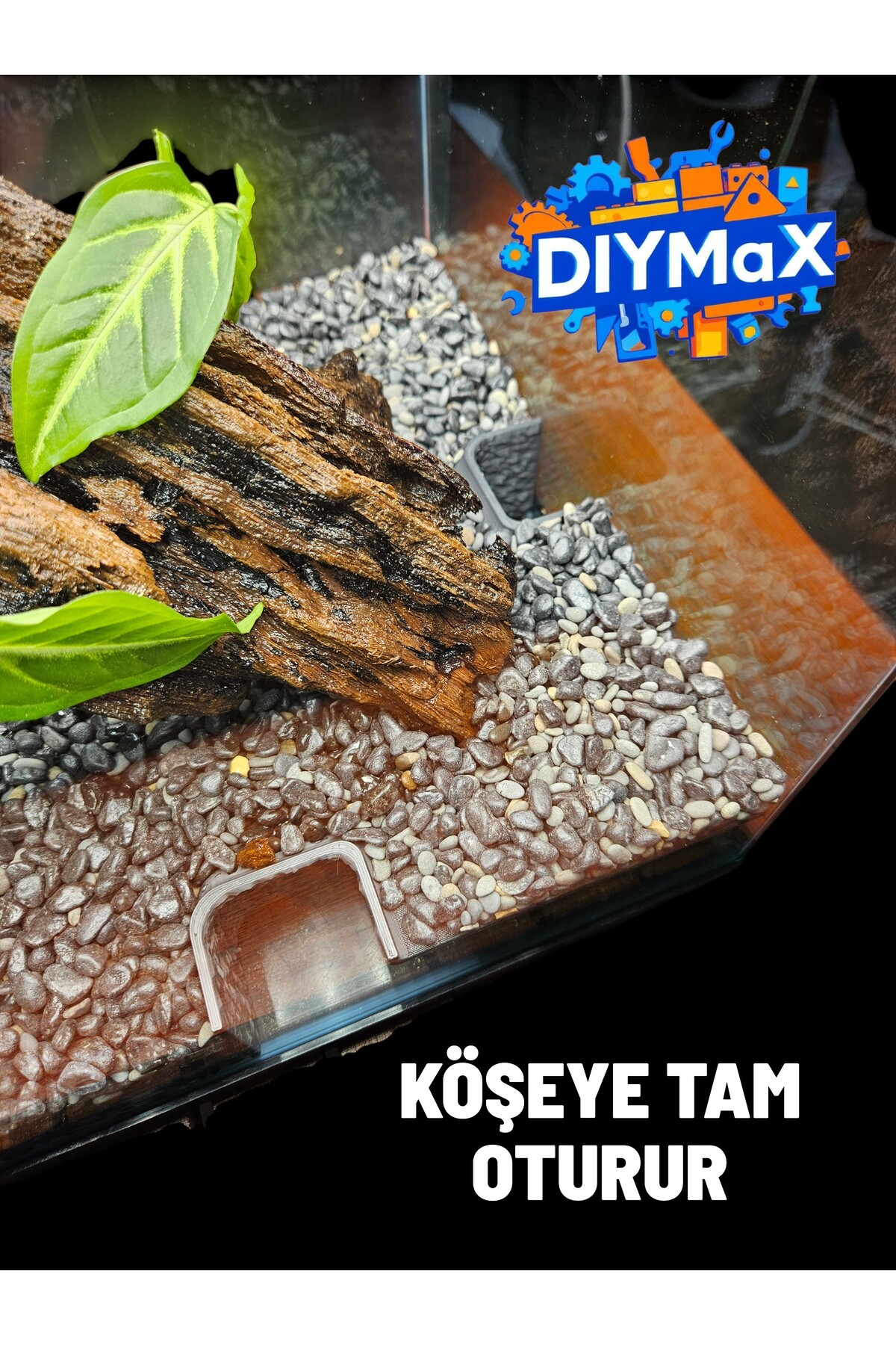 Akvaryum Köşe Mağarası Dekoru – Balık & Karides Saklanma Alanı, Aquascape Gizli Tünel