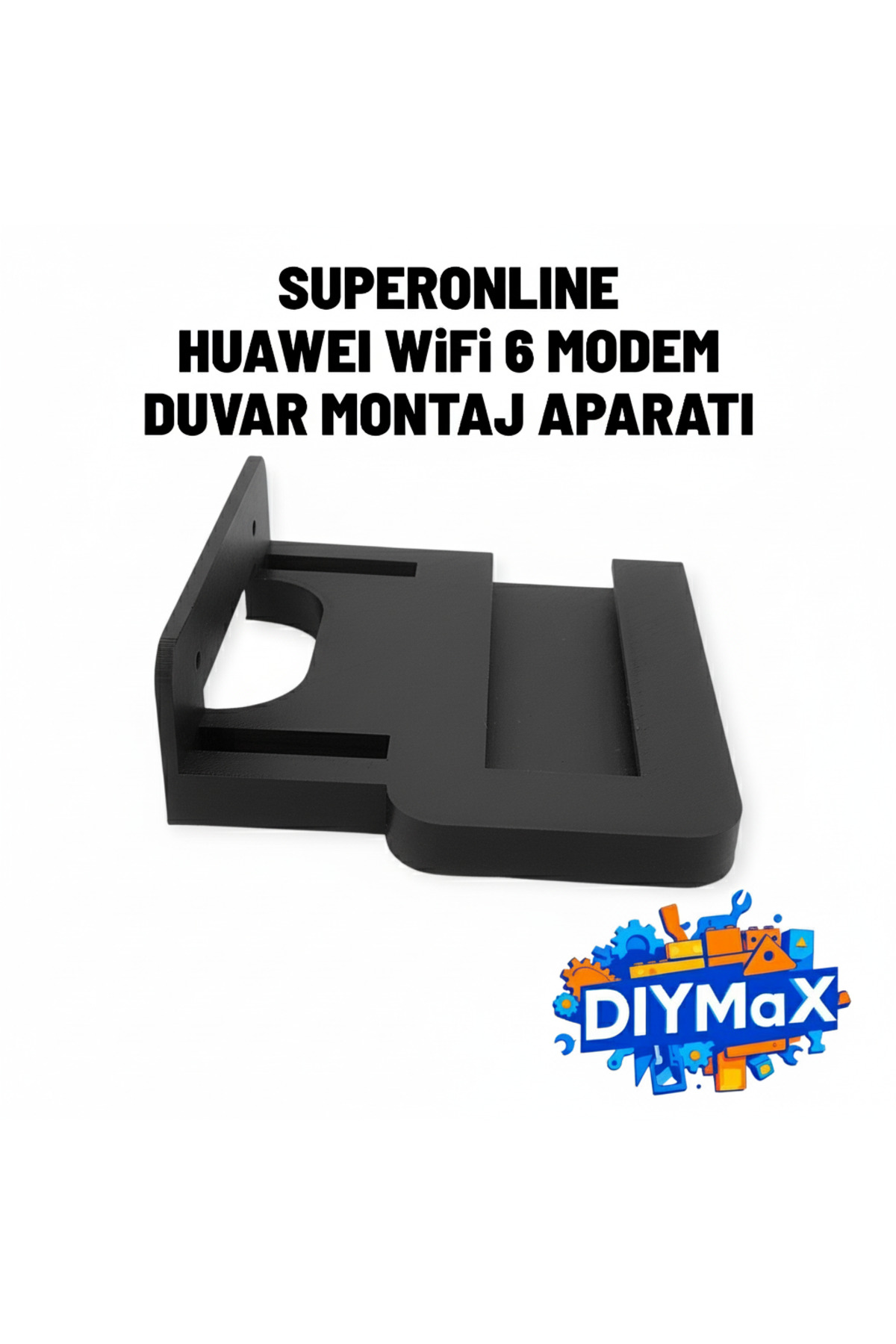 Superonline Huawei WiFi 6 Modem Duvar Askı Aparatı – Kızaklı Duvar Tutucu – SİYAH