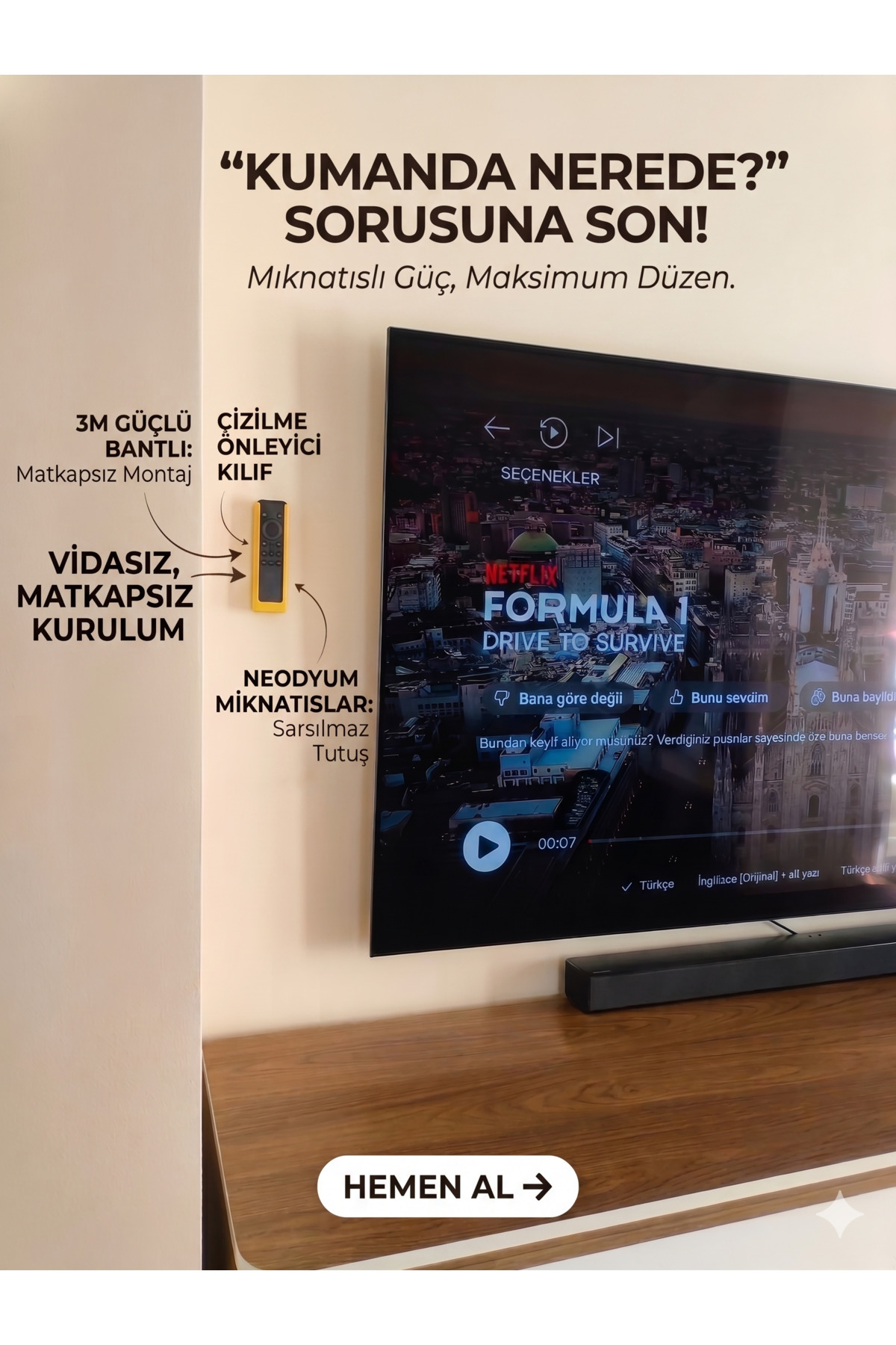 Samsung TM2360E Solar Kumanda Kılıfı ve Mıknatıslı Duvar Aparatı | 2023+ Uyumlu| Çizilme Önleyici