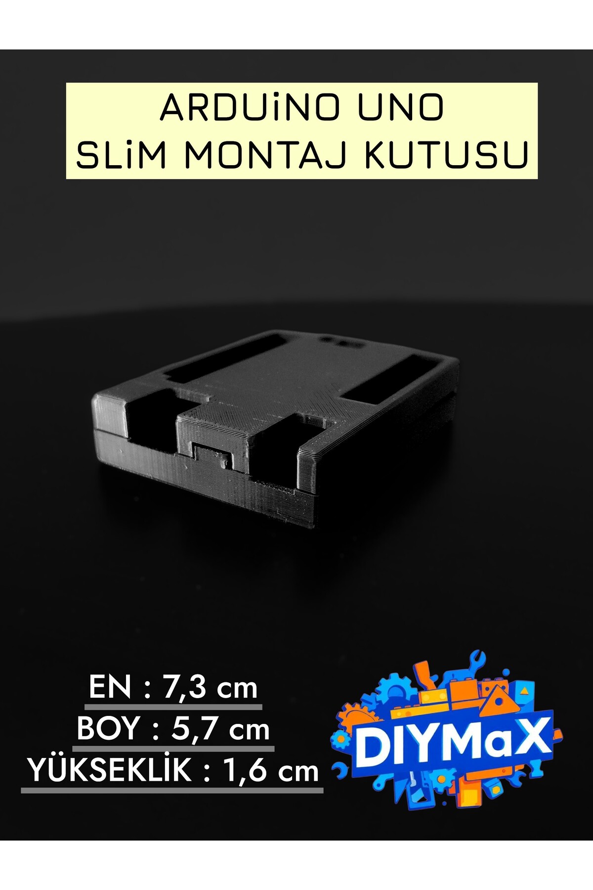 Kapaklı Arduino Uno Slim Montaj Kutusu | Koruyucu Plastik Kutu | Elektronik Proje Organizeri