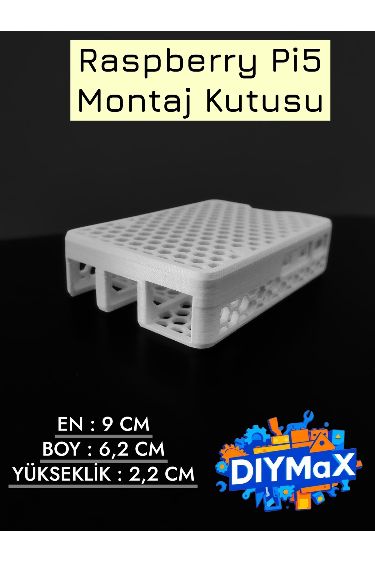 Raspberry Pi 5 Honeycomb Case – Snap-Fit Montaj, Üstün Hava Akışı