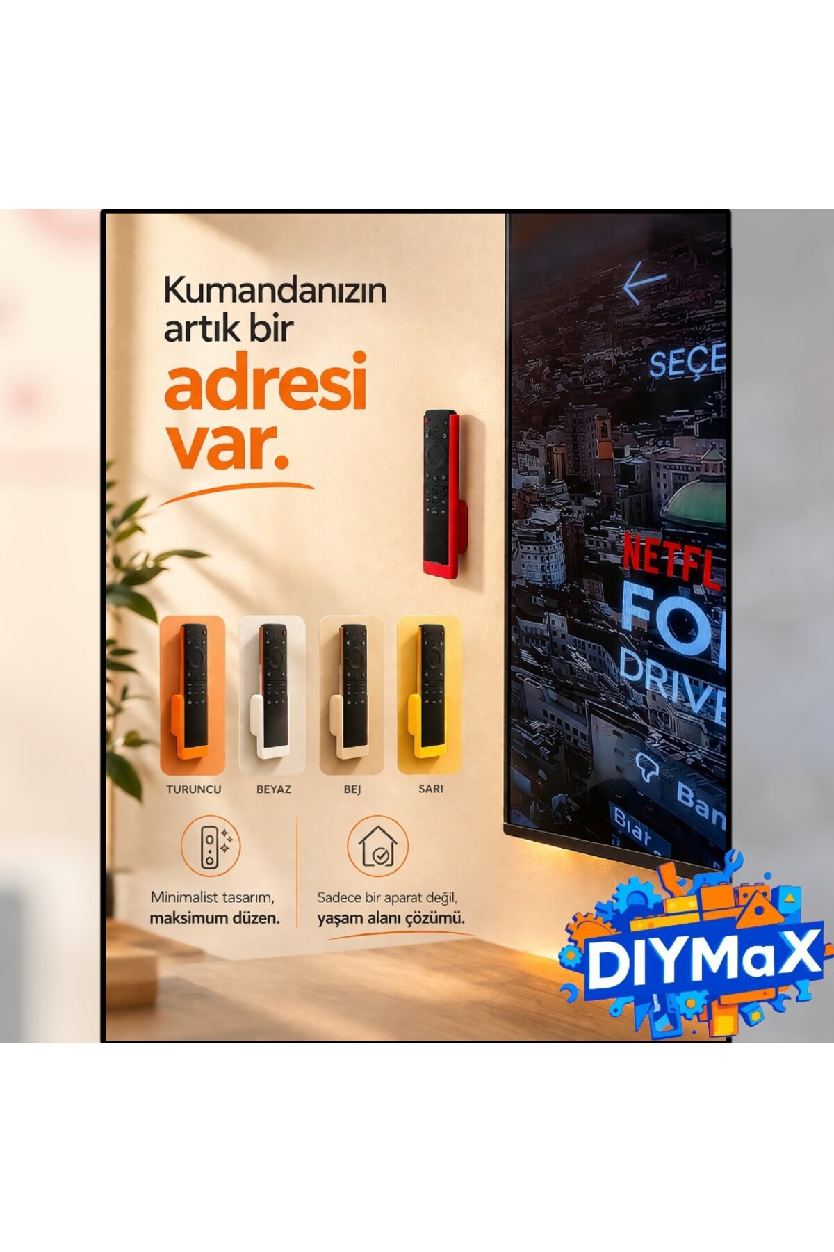 Samsung TM2360E Solar Kumanda Mıknatıslı Duvar Aparatı | 2023+ Uyumlu | 3M Bantlı | Çizilme Önleyici