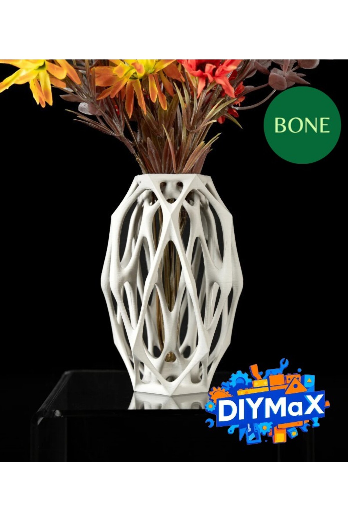 BONE Çiçeklik Vazo 20 cm – Modern Dekoratif Bitki & Çiçek Saksısı Salon Balkon Ofis
