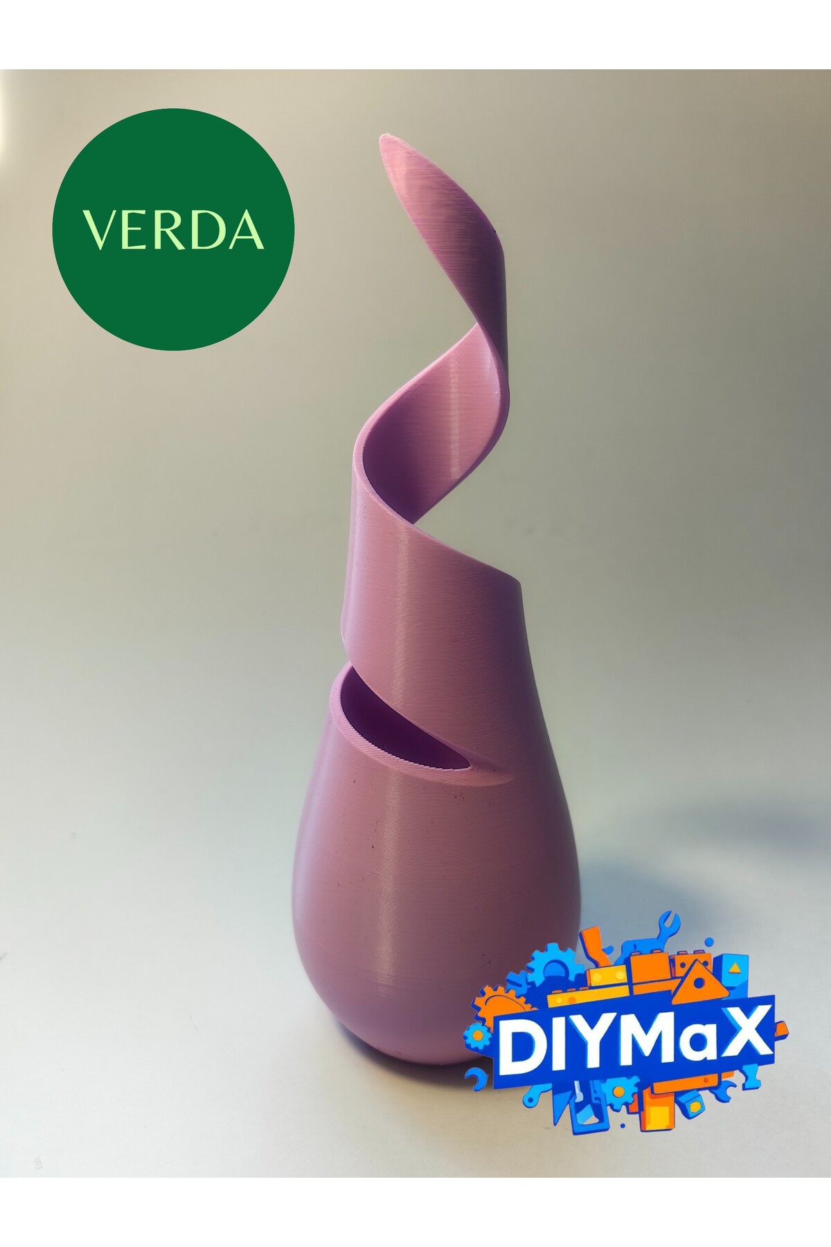 VERDA Yapay Çiçek Saksısı 20 cm Dekoratif Modern Masaüstü Saksı 7 cm Çap + 2 Adet Yapay Çiçek Hediye