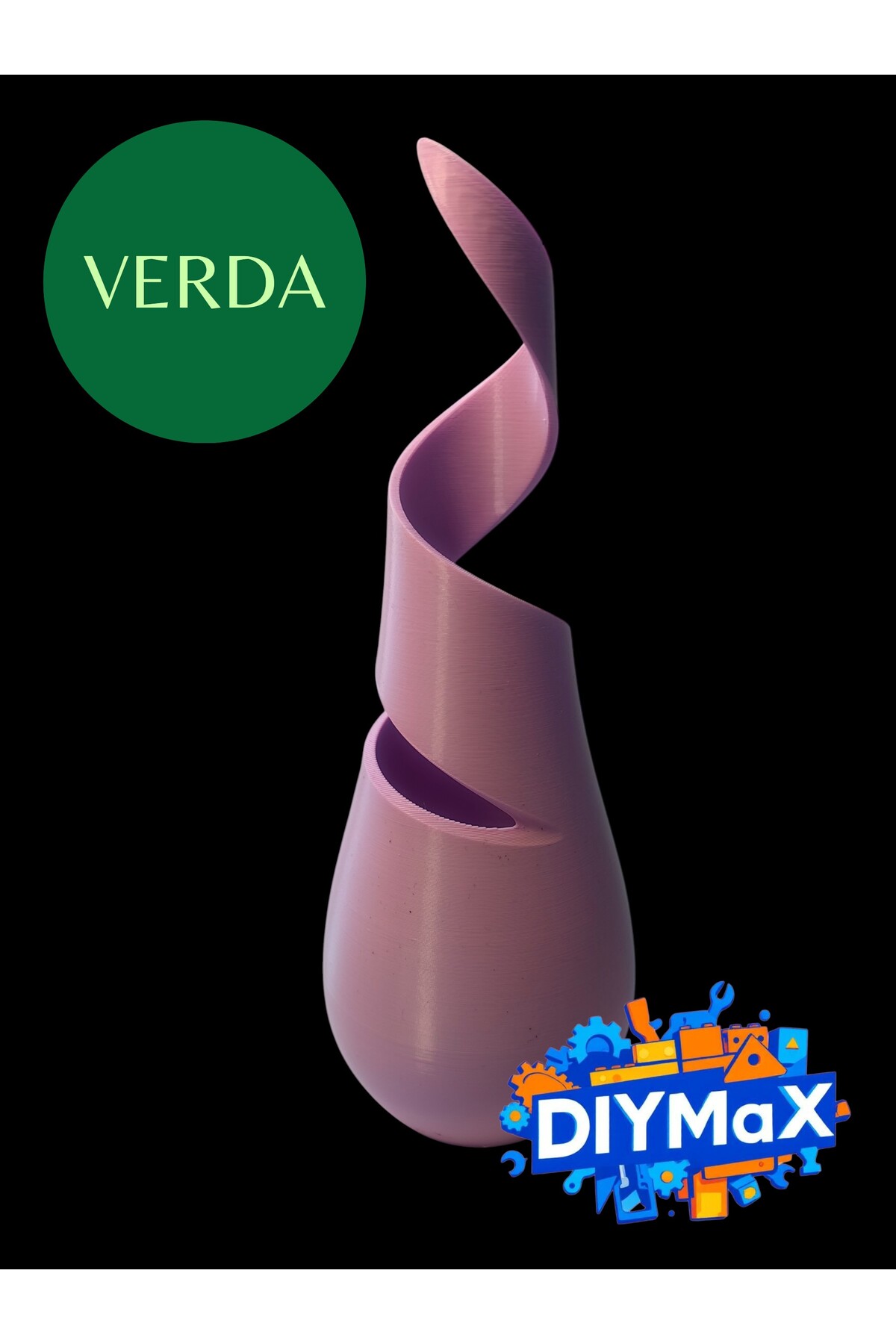 VERDA Yapay Çiçek Saksısı 20 cm Dekoratif Modern Masaüstü Saksı 7 cm Çap + 2 Adet Yapay Çiçek Hediye