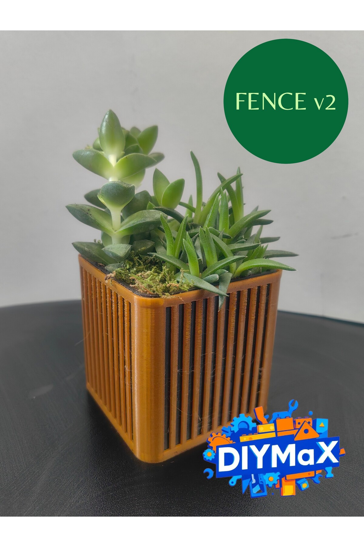 Fence V2 İç İçe Geçmeli 2 Parça Saksı & Organizer 8x8x8 cm Modern Dekoratif Masaüstü Tasarım
