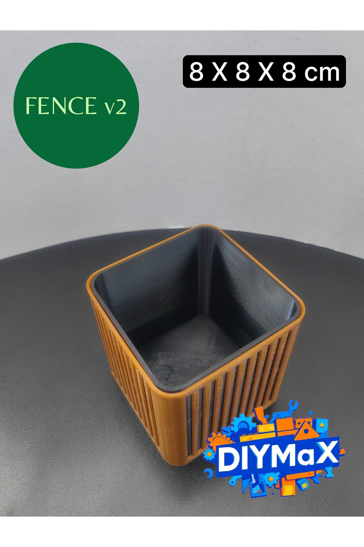 Fence V2 İç İçe Geçmeli 2 Parça Saksı & Organizer 8x8x8 cm Modern Dekoratif Masaüstü Tasarım