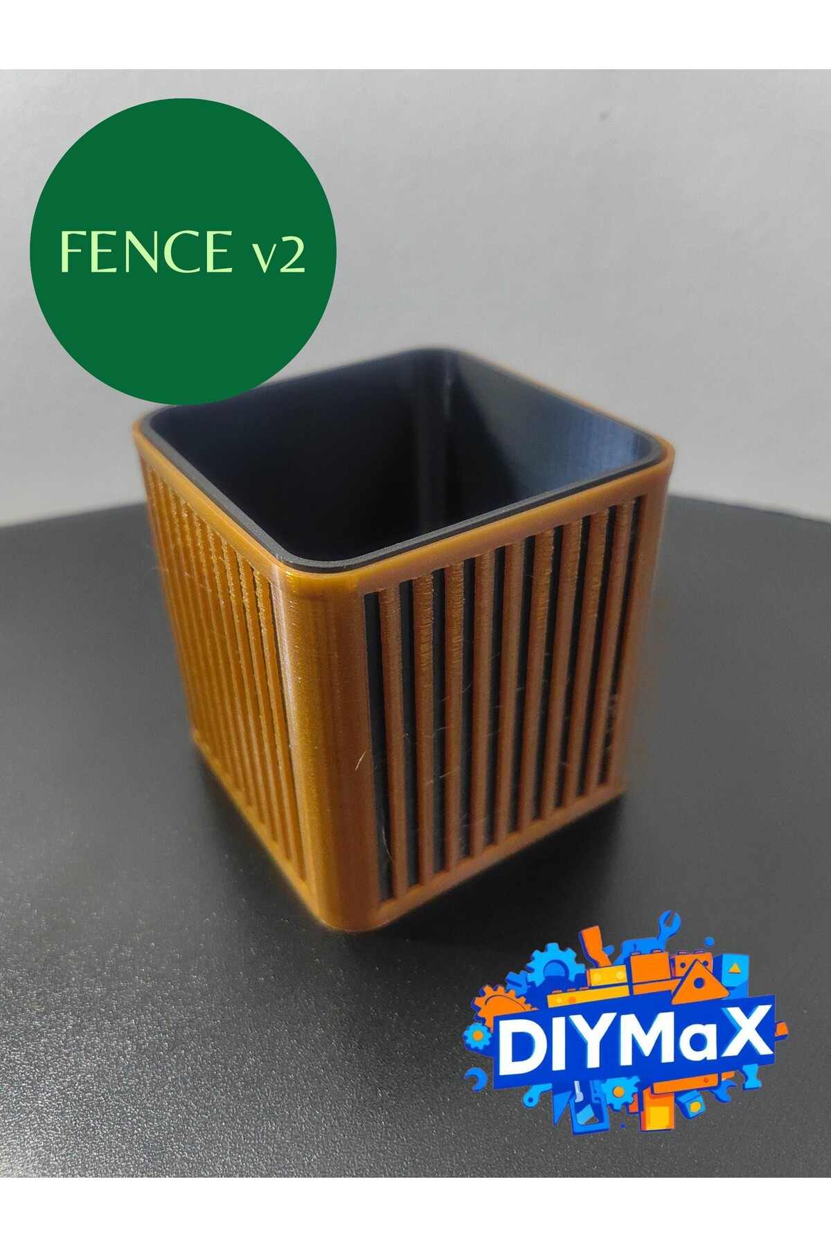 Fence V2 İç İçe Geçmeli 2 Parça Saksı & Organizer 8x8x8 cm Modern Dekoratif Masaüstü Tasarım